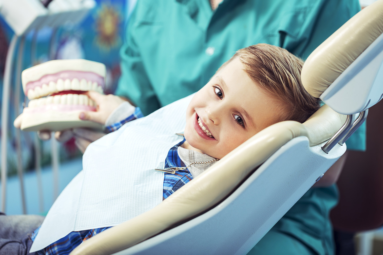 Little boy receiving dental care